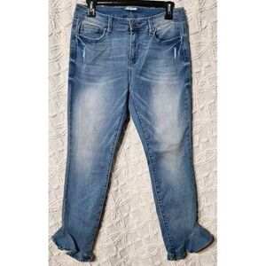 Project Runway Jeans Womens 6 Ruffle Hem No Holes Light Feminine Girly Y2K‎ NWT
